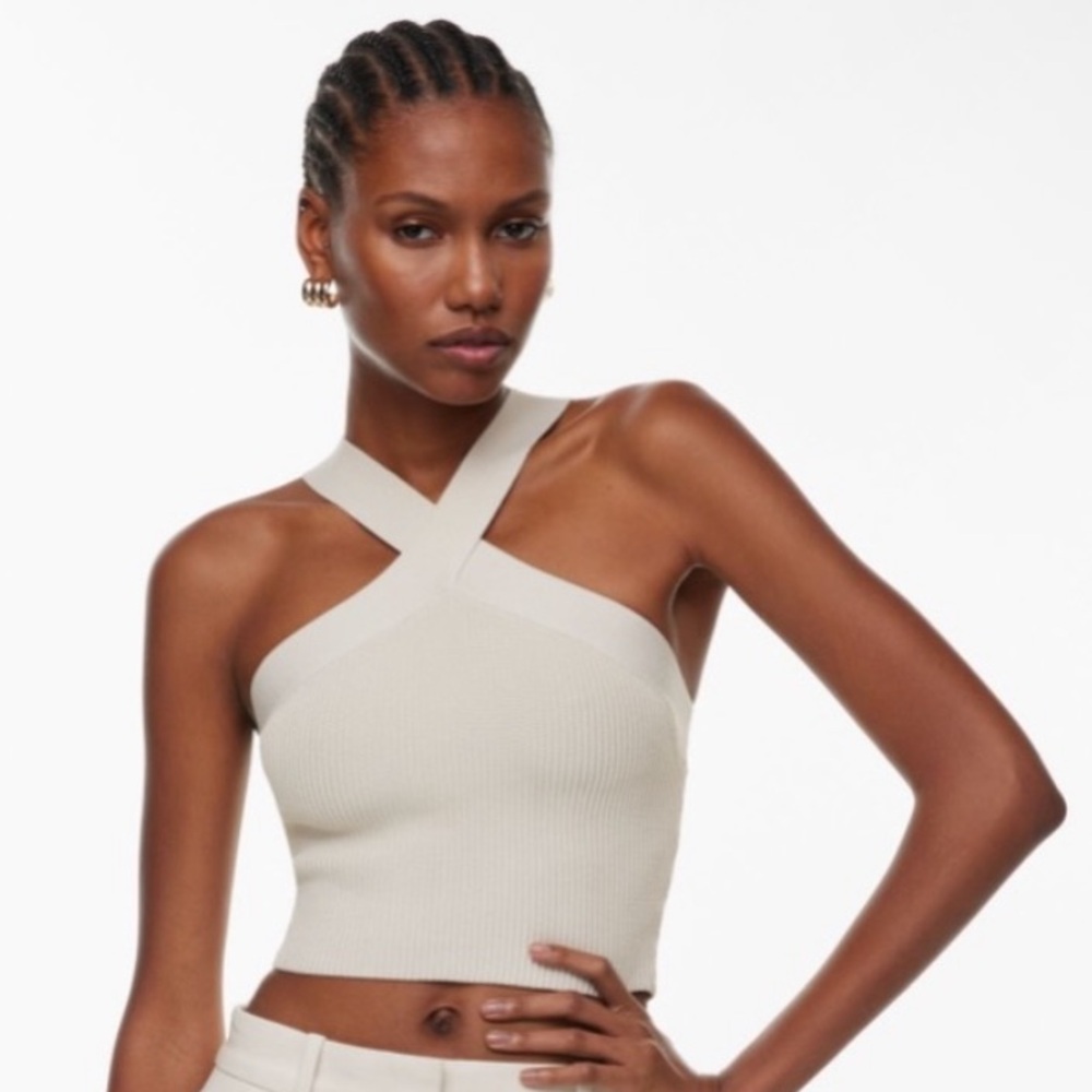 Babaton Cream Textured Knit Top